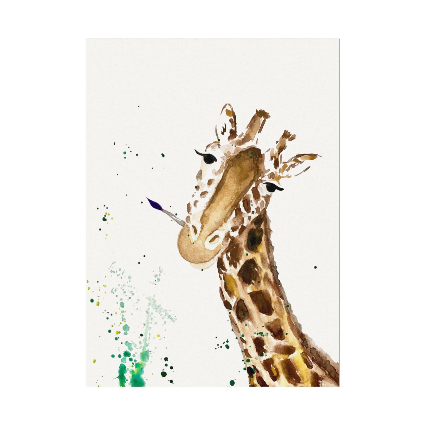 Giraffe Watercolor Poster — Textured Matte Nursery Art
