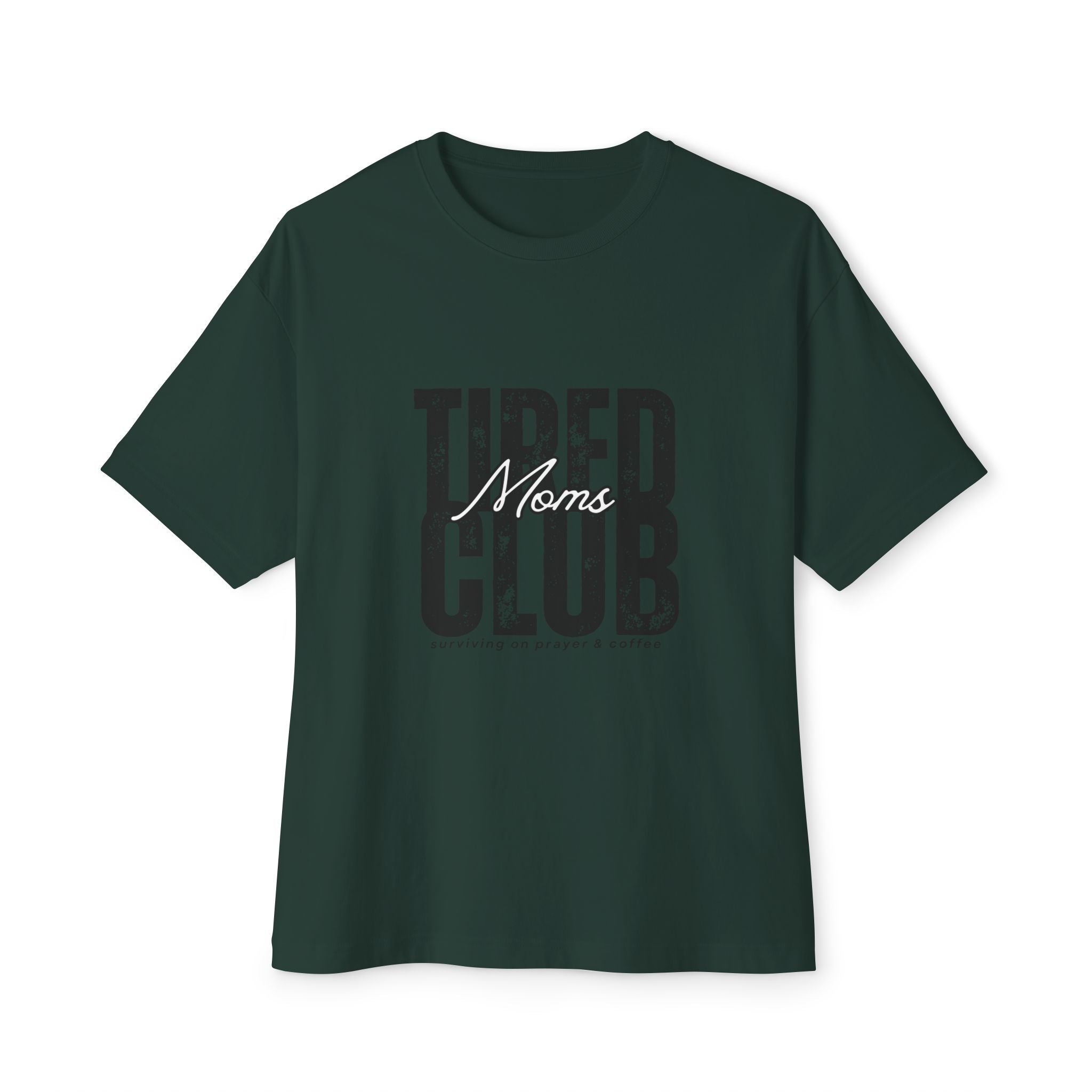 Tired Moms Club Graphic Tee — Vintage Distressed Oversized Boxy Shirt