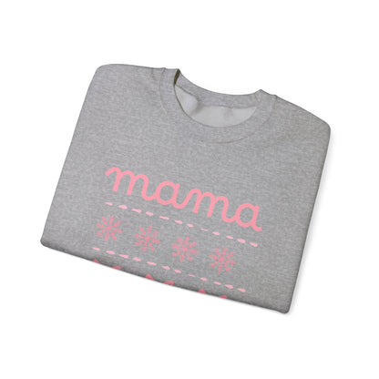 Mama Christmas Crewneck Sweatshirt — Pink Holiday Mama Graphic