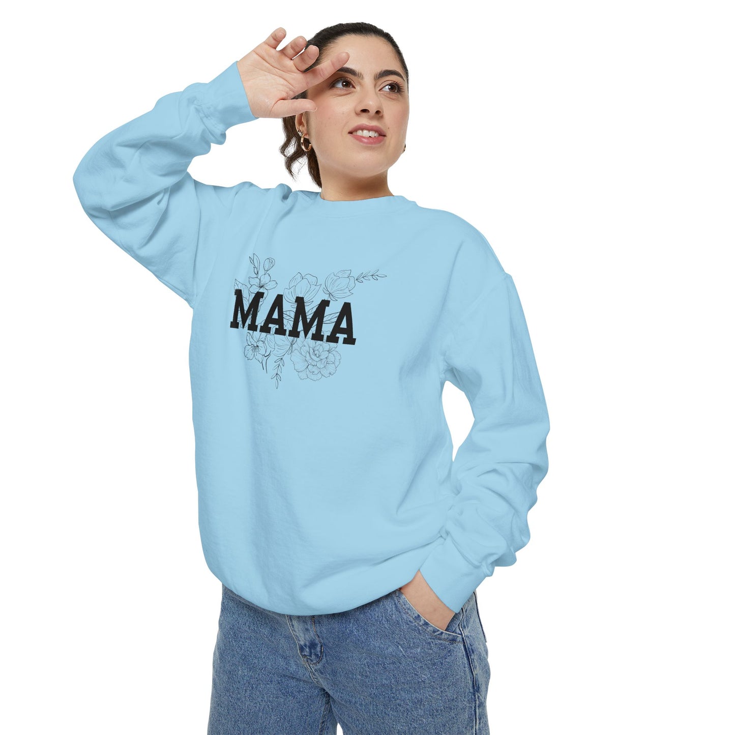 MAMA Floral Distressed Sweatshirt — Cozy Mother's Day Mom Crewneck
