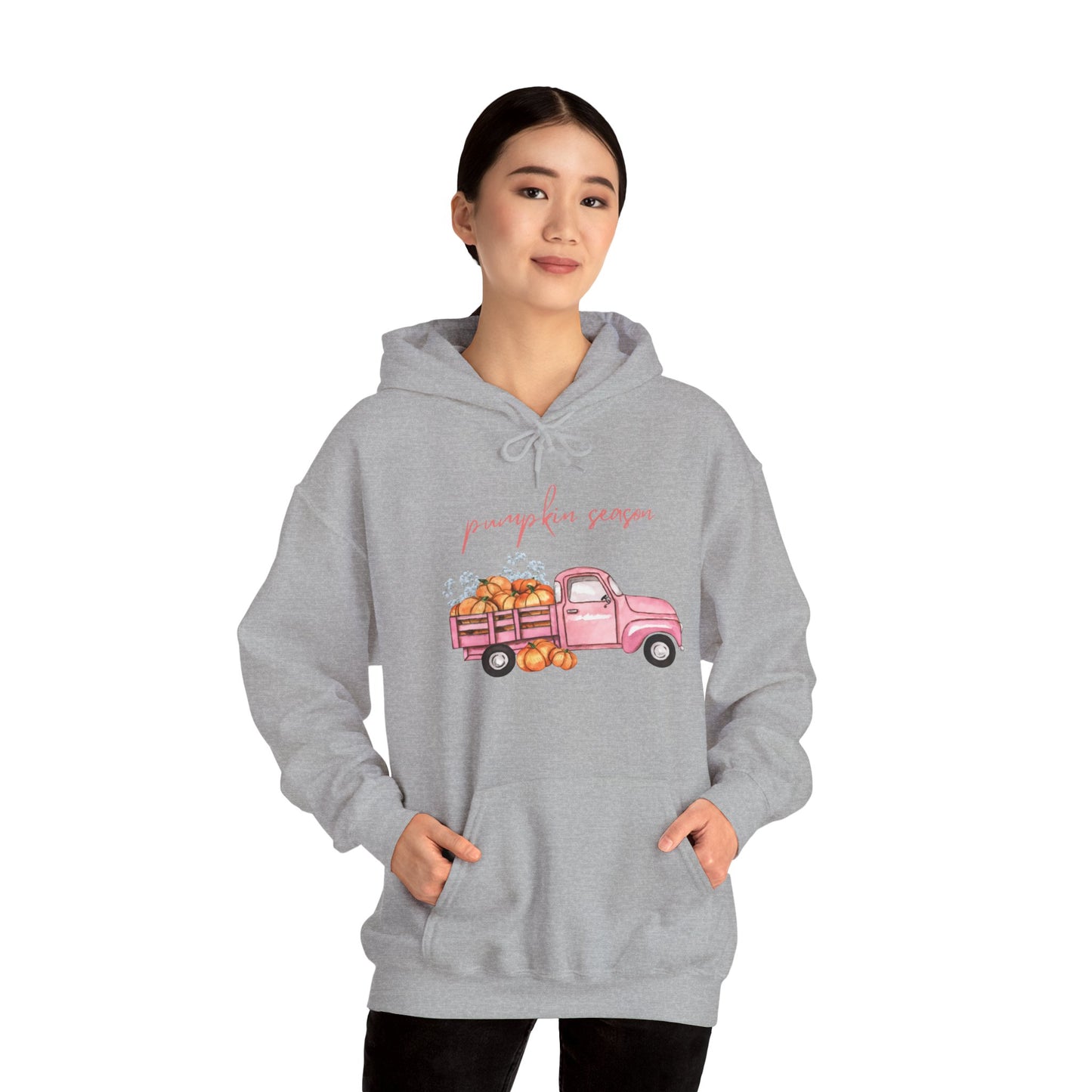 Pumpkin Season Hoodie with Vintage Truck Design | Fall Sweatshirt
