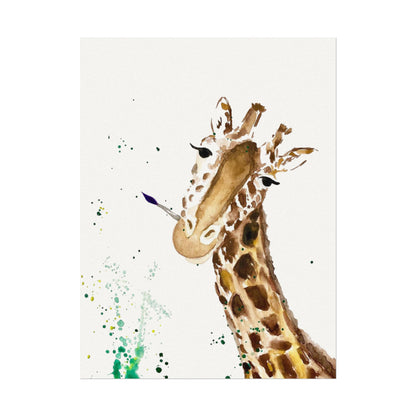 Giraffe Watercolor Poster — Textured Matte Nursery Art