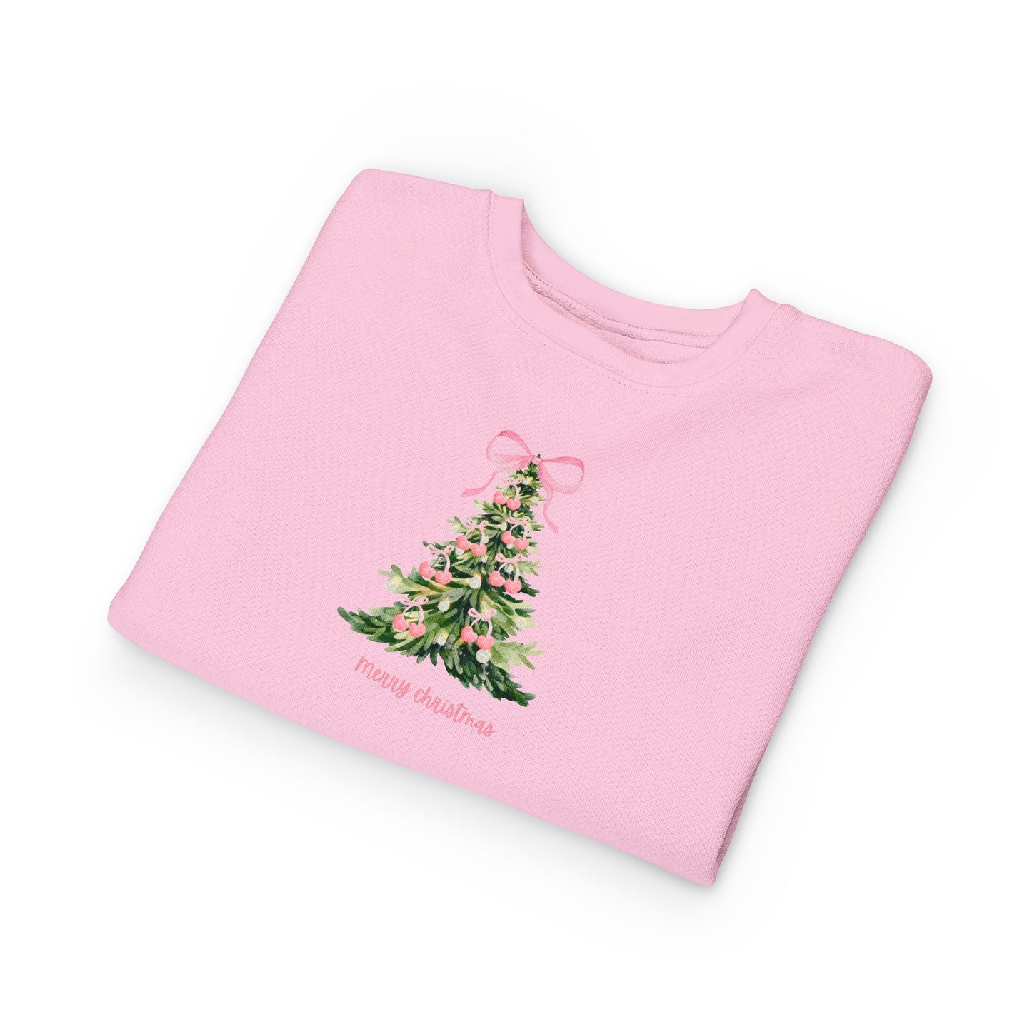 Christmas Tree Pink Cherry Bow Toddler Sweatshirt