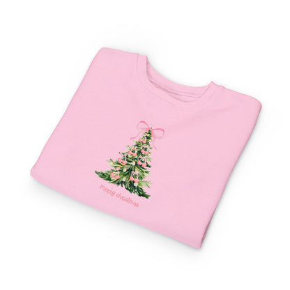 Christmas Tree Pink Cherry Bow Toddler Sweatshirt
