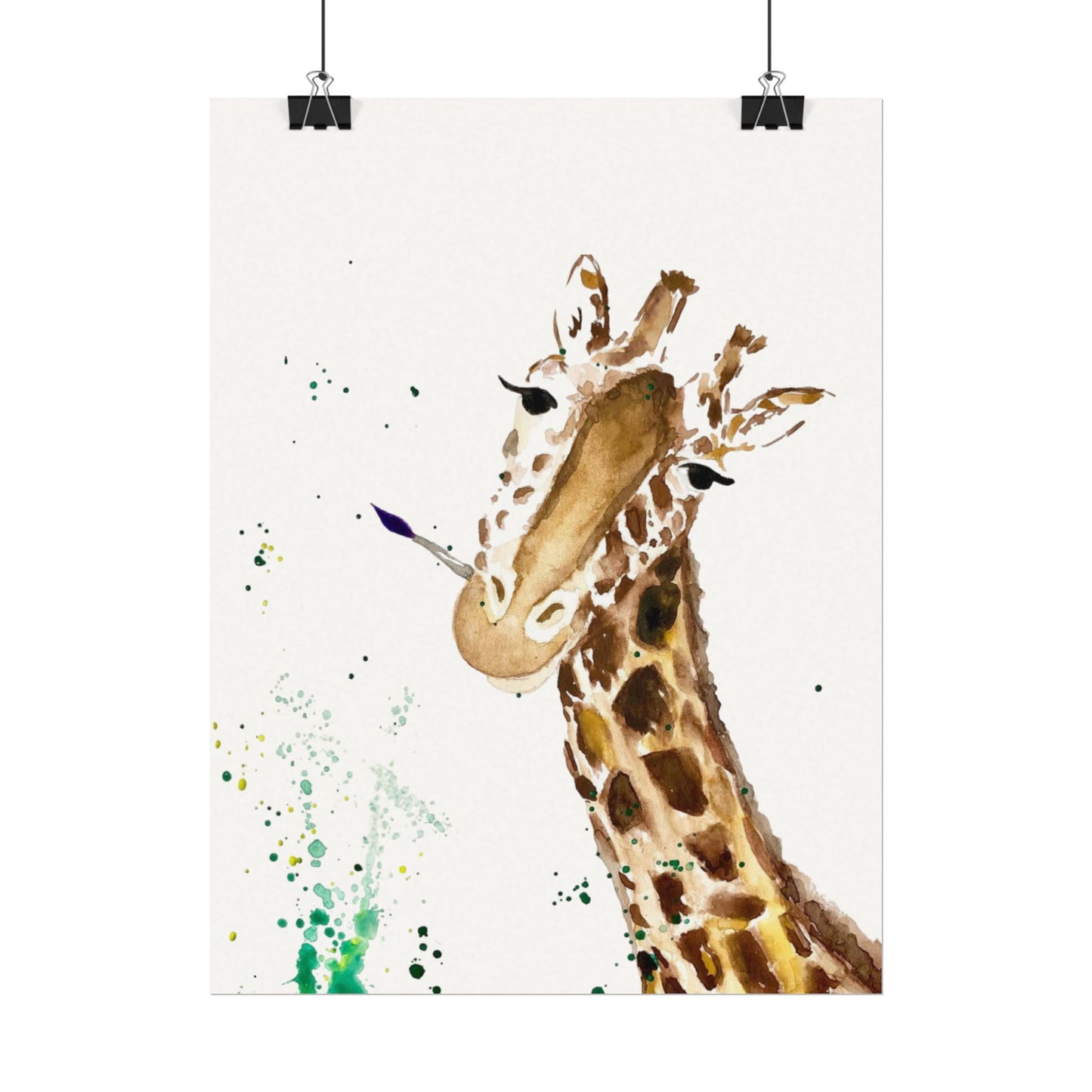Giraffe Watercolor Poster — Textured Matte Nursery Art