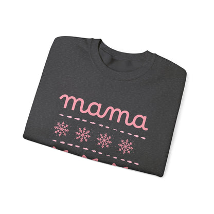Mama Christmas Crewneck Sweatshirt — Pink Holiday Mama Graphic