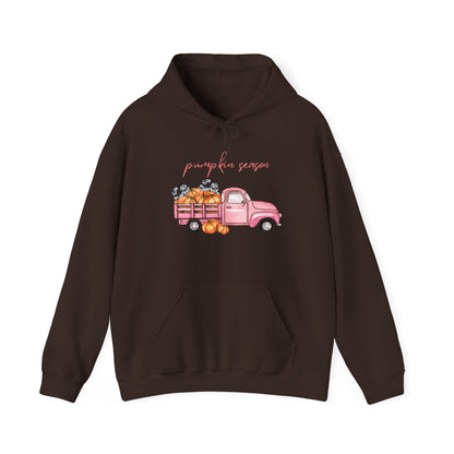 Pumpkin Season Hoodie with Vintage Truck Design | Fall Sweatshirt