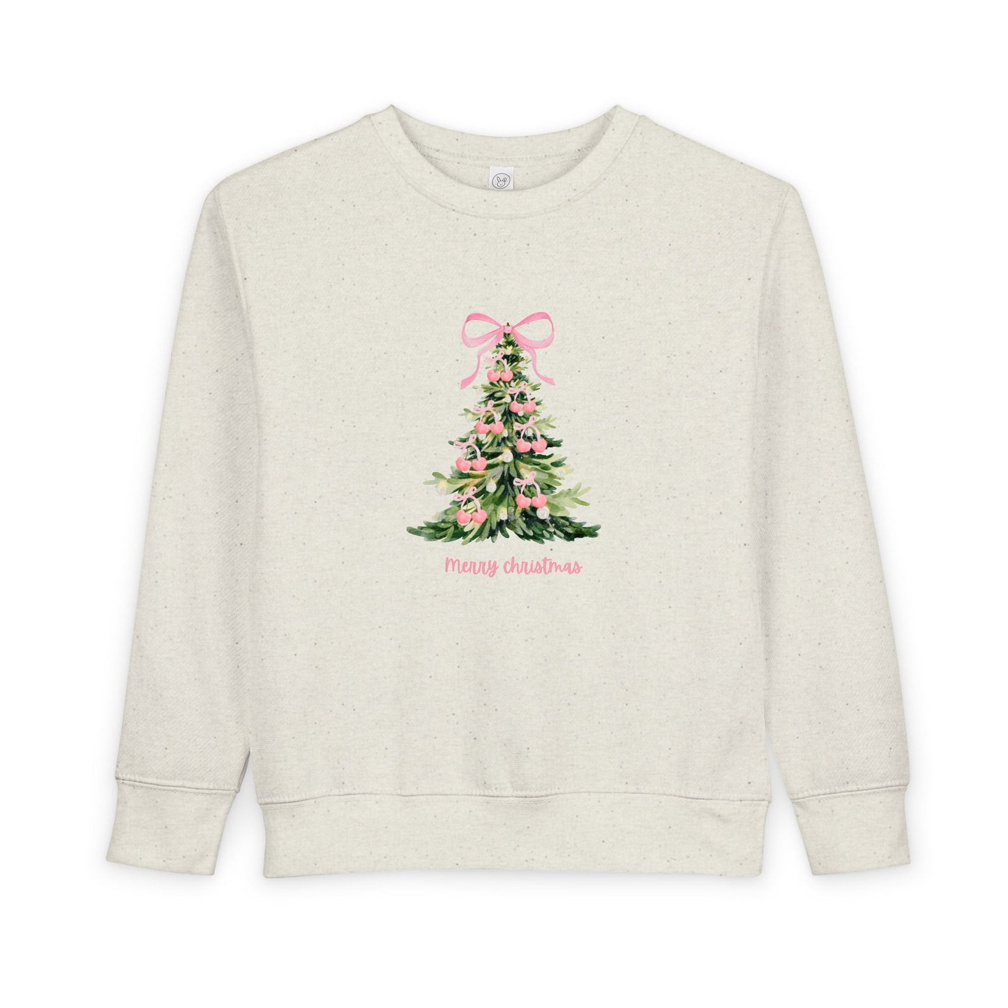 Christmas Tree Pink Cherry Bow Toddler Sweatshirt