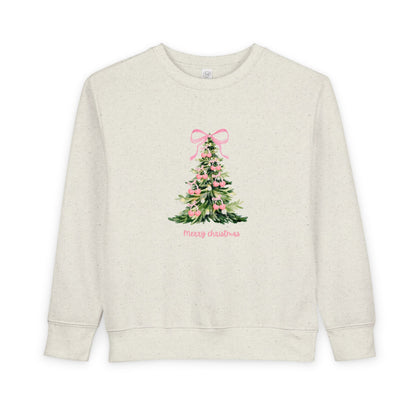 Christmas Tree Pink Cherry Bow Toddler Sweatshirt