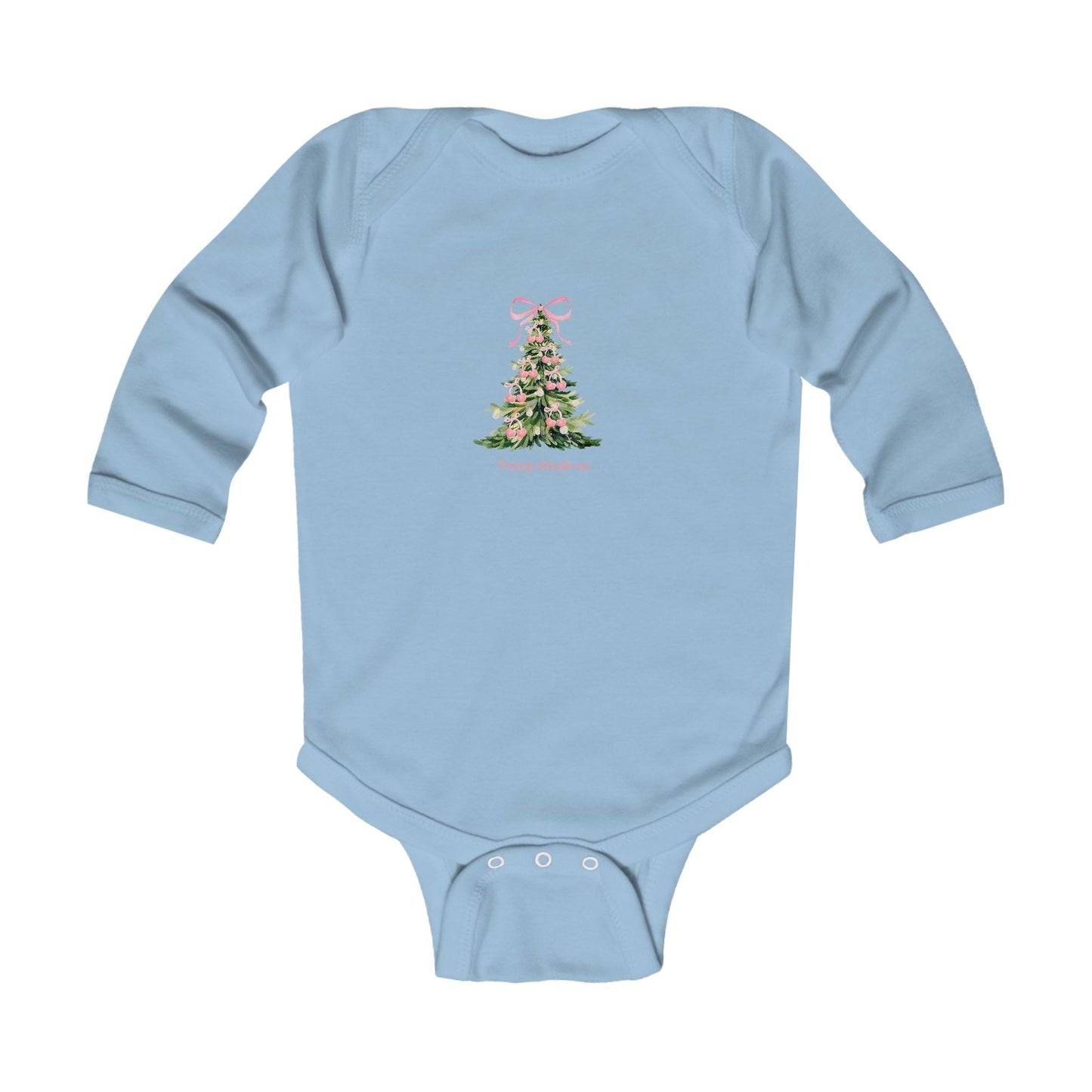 Christmas Tree Infant Bodysuit – Pink Cherry Bows Matching Onesie