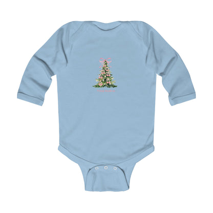 Christmas Tree Infant Bodysuit – Pink Cherry Bows Matching Onesie