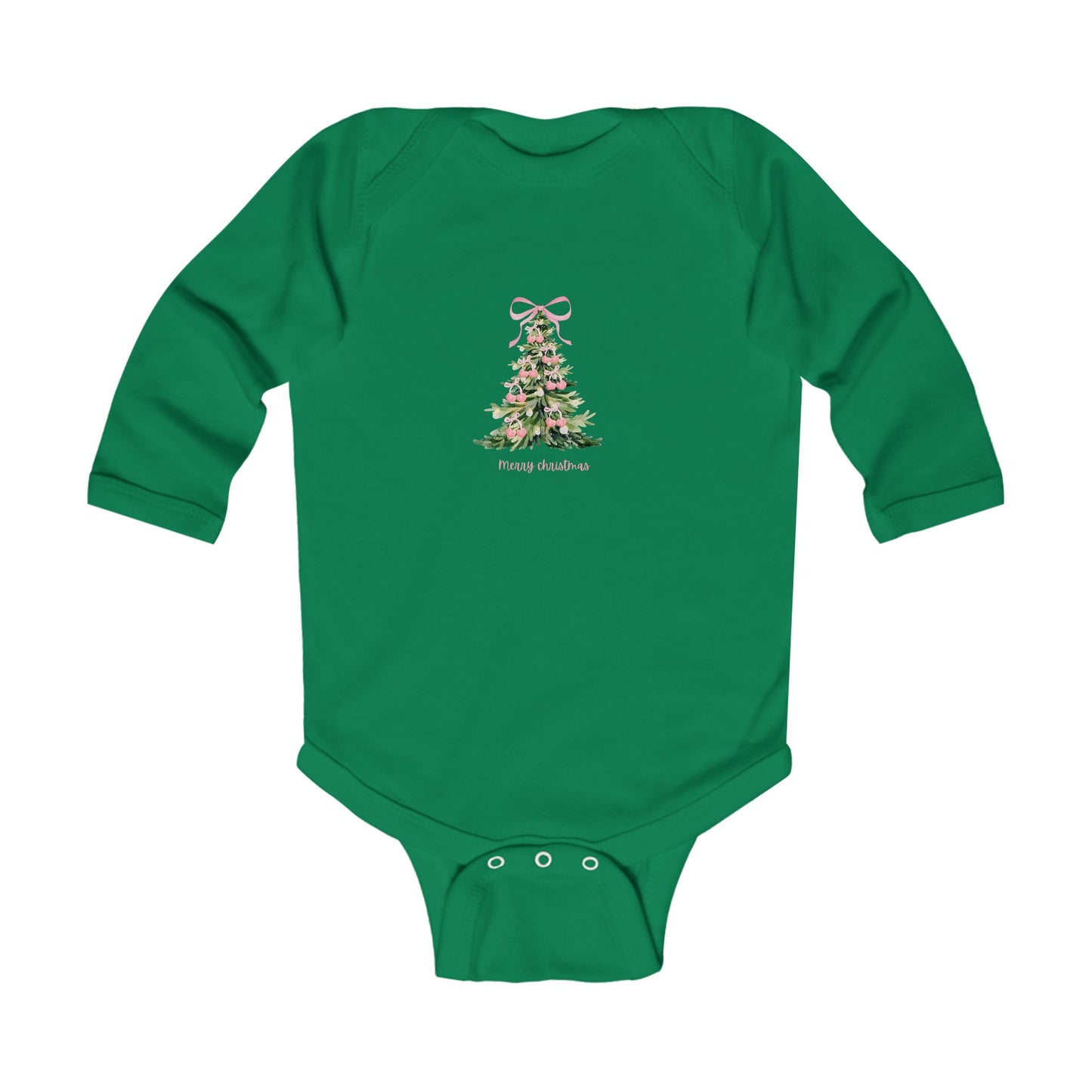Christmas Tree Infant Bodysuit – Pink Cherry Bows Matching Onesie