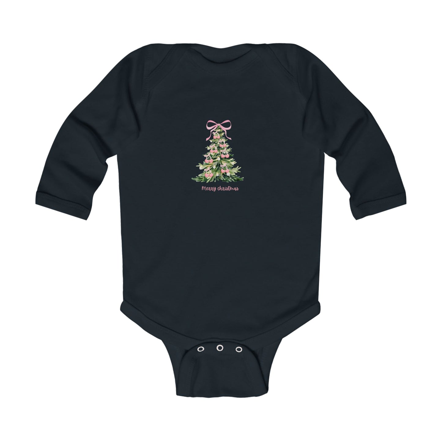 Christmas Tree Infant Bodysuit – Pink Cherry Bows Matching Onesie