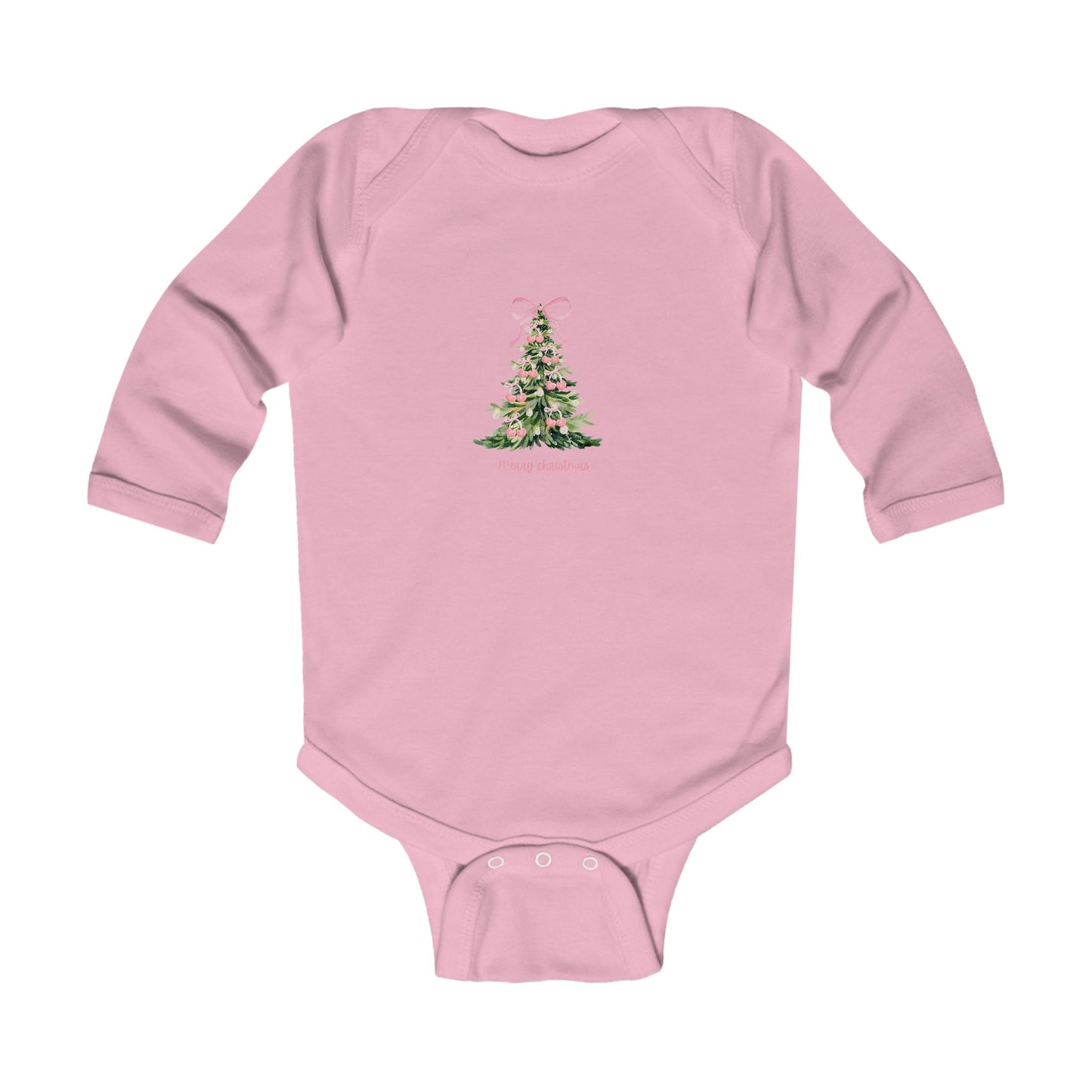 Christmas Tree Infant Bodysuit – Pink Cherry Bows Matching Onesie