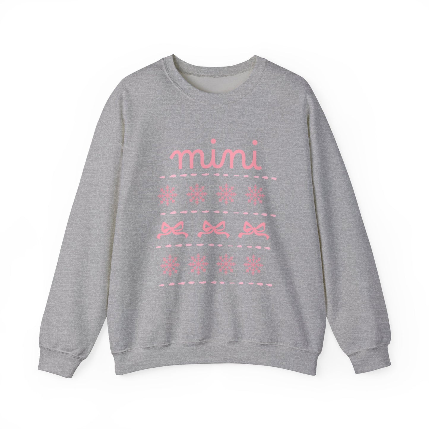 Mini Christmas Crewneck Sweatshirt Adult Sizes— Pink Holiday Mama Graphic