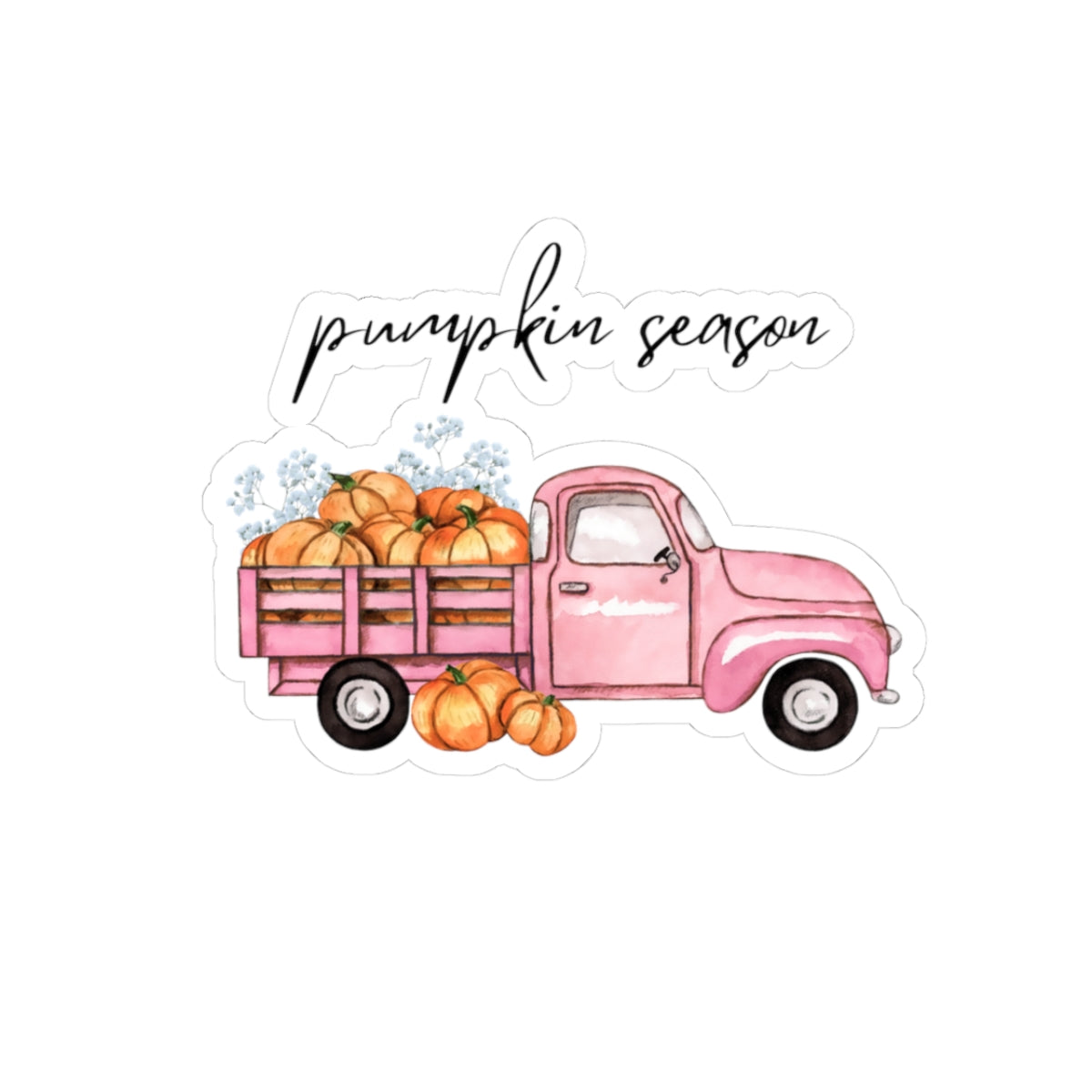 Pumpkin Season Vintage Truck Kiss-Cut Sticker