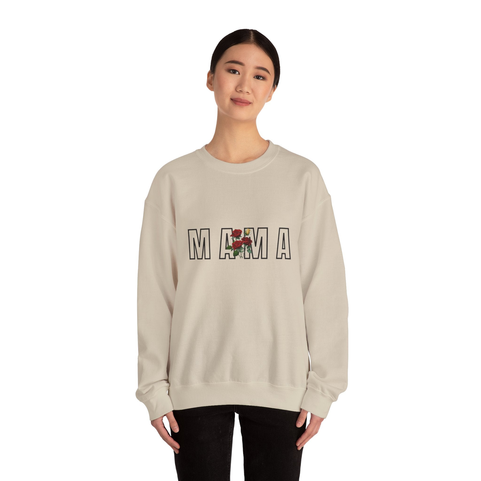 Carol Jean Mama Floral Crewneck Sweatshirt – 'MAMA' Rose Graphic Mother's Day Pullover