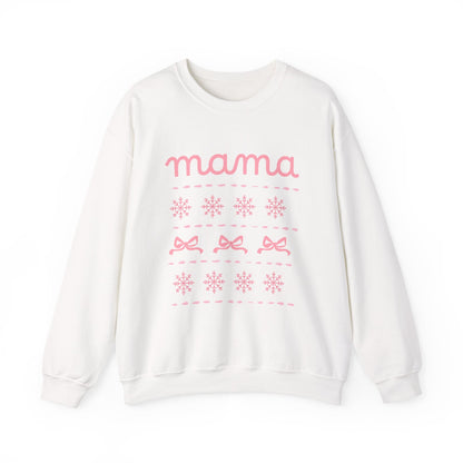 Mama Christmas Crewneck Sweatshirt — Pink Holiday Mama Graphic