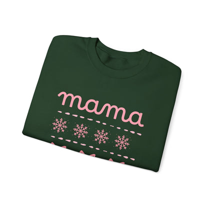 Mama Christmas Crewneck Sweatshirt — Pink Holiday Mama Graphic
