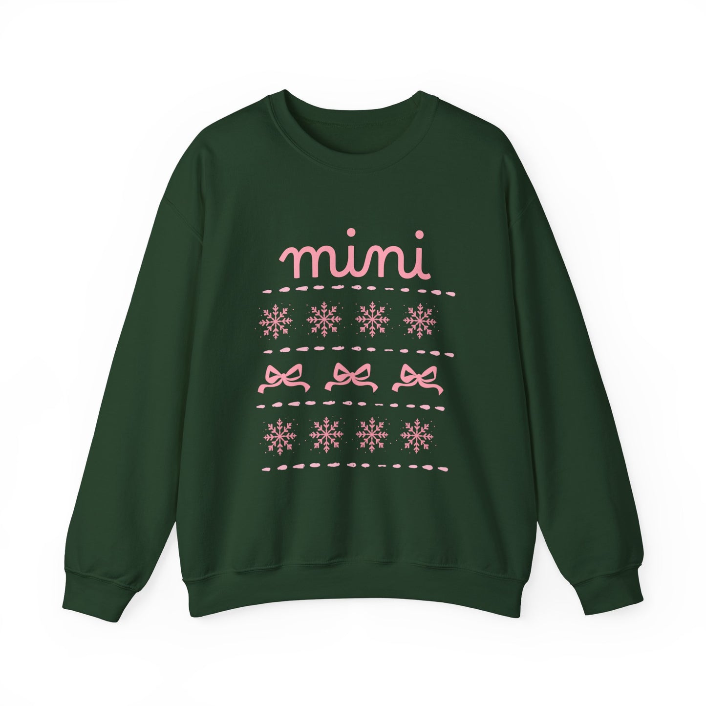 Mini Christmas Crewneck Sweatshirt Adult Sizes— Pink Holiday Mama Graphic