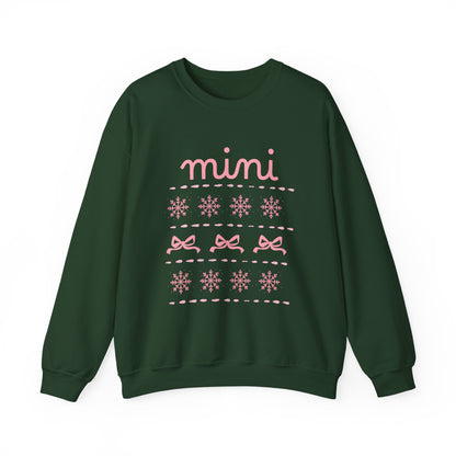 Mini Christmas Crewneck Sweatshirt Adult Sizes— Pink Holiday Mama Graphic