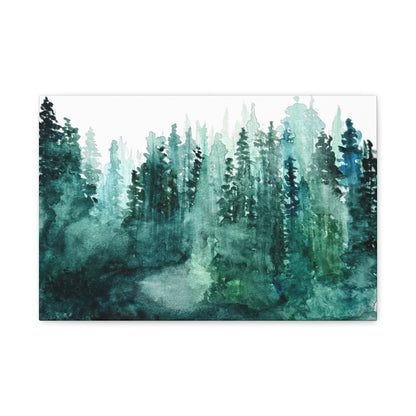 Watercolor Misty Forest Canvas Print