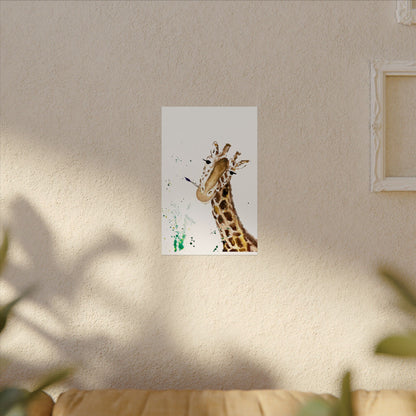 Giraffe Watercolor Poster — Textured Matte Nursery Art