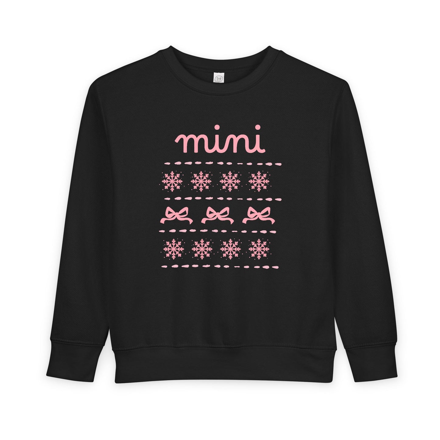 Mini Christmas Toddler Sweatshirt — Pink Bow & Snowflake Cozy Pullover
