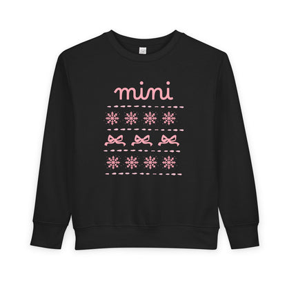 Mini Christmas Toddler Sweatshirt — Pink Bow & Snowflake Cozy Pullover