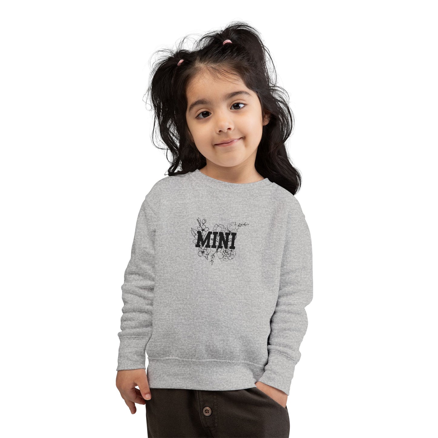 Mini Floral Toddler Sweatshirt — Cute 'MINI' Graphic Pullover for Kids