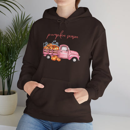 Pumpkin Season Hoodie with Vintage Truck Design | Fall Sweatshirt