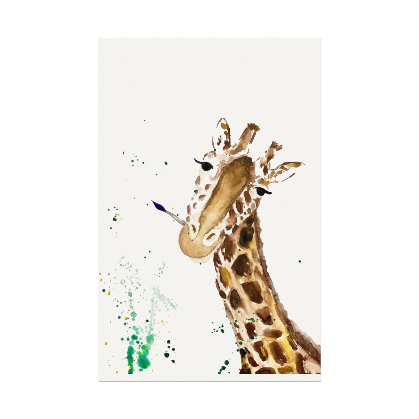Giraffe Watercolor Poster — Textured Matte Nursery Art