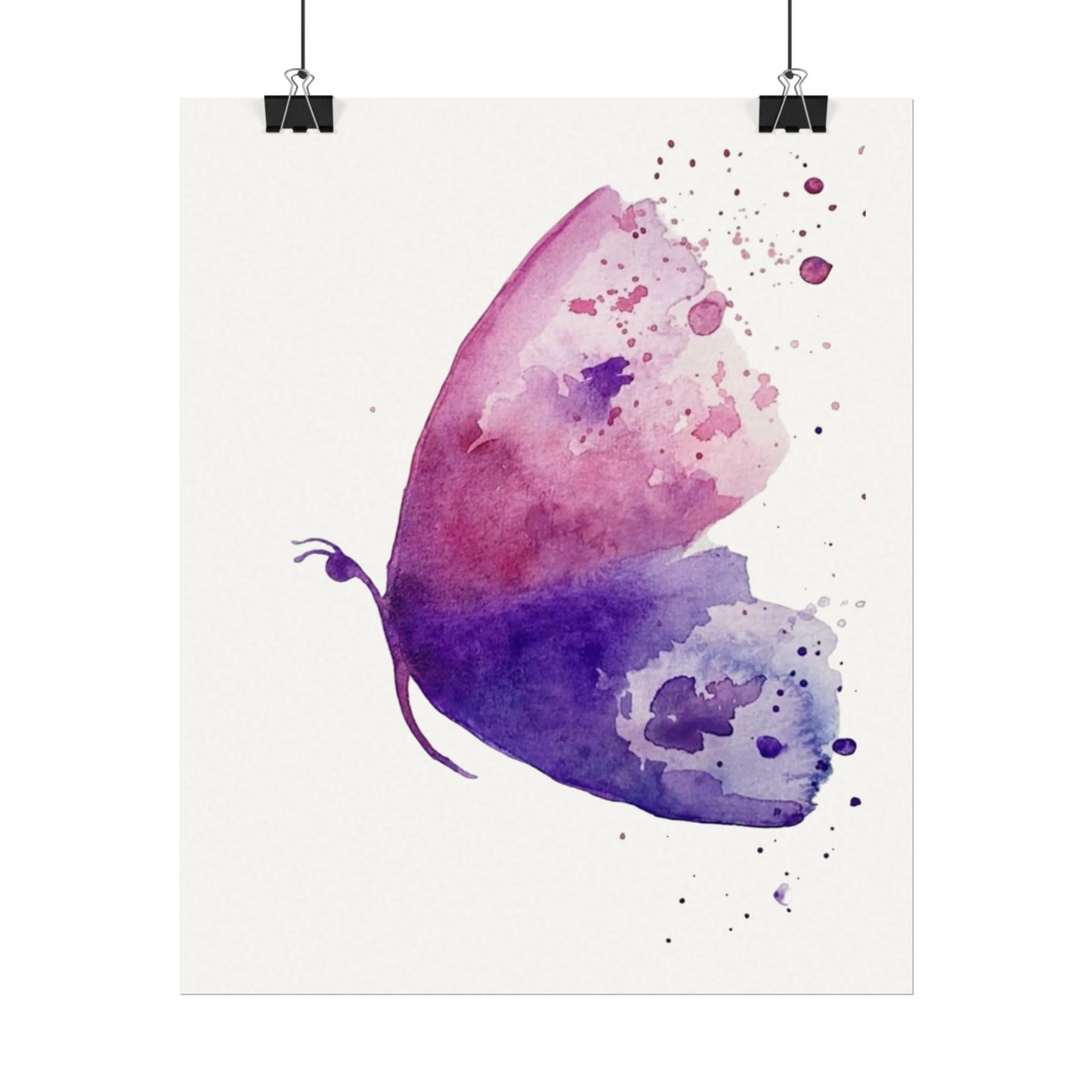 Watercolor Butterfly Poster — Textured Matte Art Print