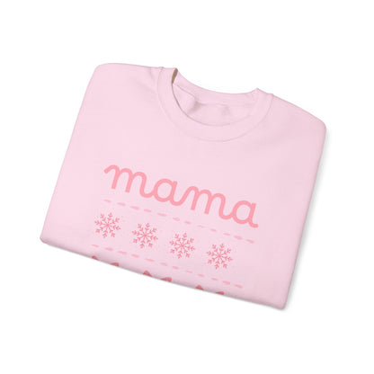 Mama Christmas Crewneck Sweatshirt — Pink Holiday Mama Graphic