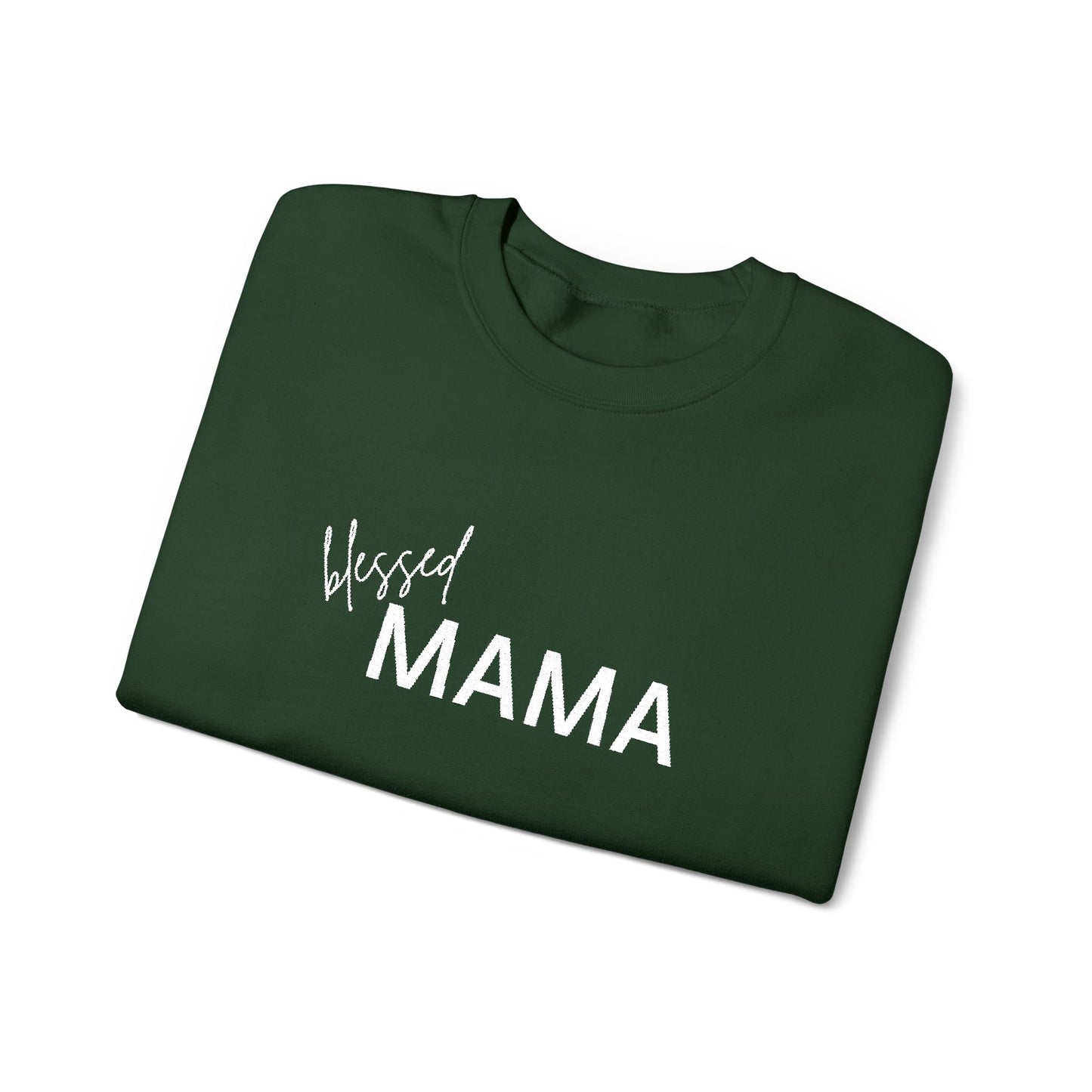 Embroidered Blessed Mama Crewneck Sweatshirt