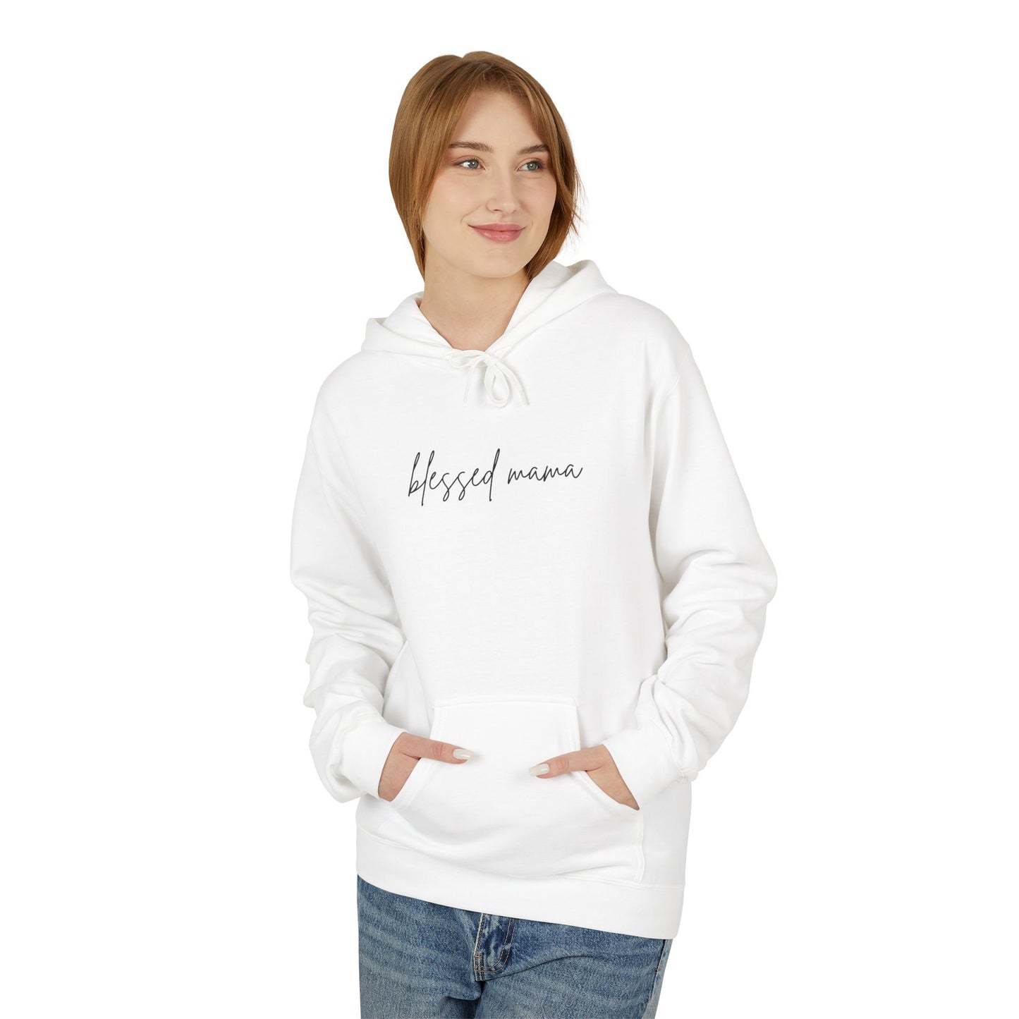 Blessed Mama Hoodie — Minimal Script Mom Sweatshirt, Cozy Mother’s Day Gift