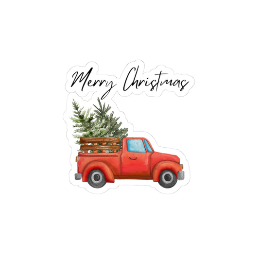 Red Truck Christmas Kiss-Cut Stickers | Holiday Decor