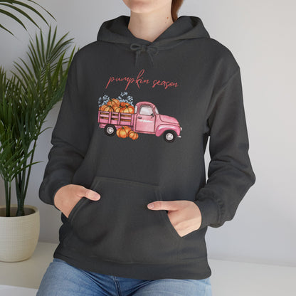 Pumpkin Season Hoodie with Vintage Truck Design | Fall Sweatshirt