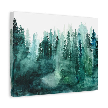 Watercolor Misty Forest Canvas Print