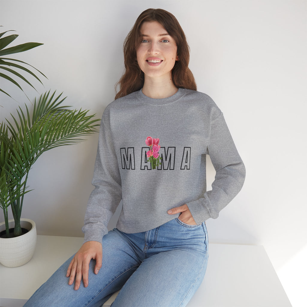 Amy Marie Mama Floral Crewneck Sweatshirt — Mom Gift for Mother's Day