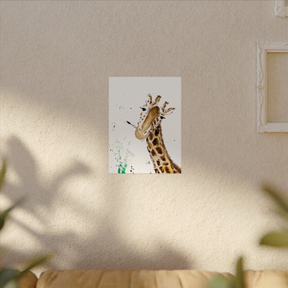 Giraffe Watercolor Poster — Textured Matte Nursery Art