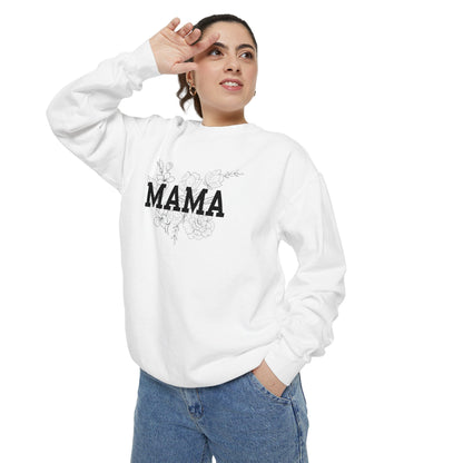 MAMA Floral Distressed Sweatshirt — Cozy Mother's Day Mom Crewneck