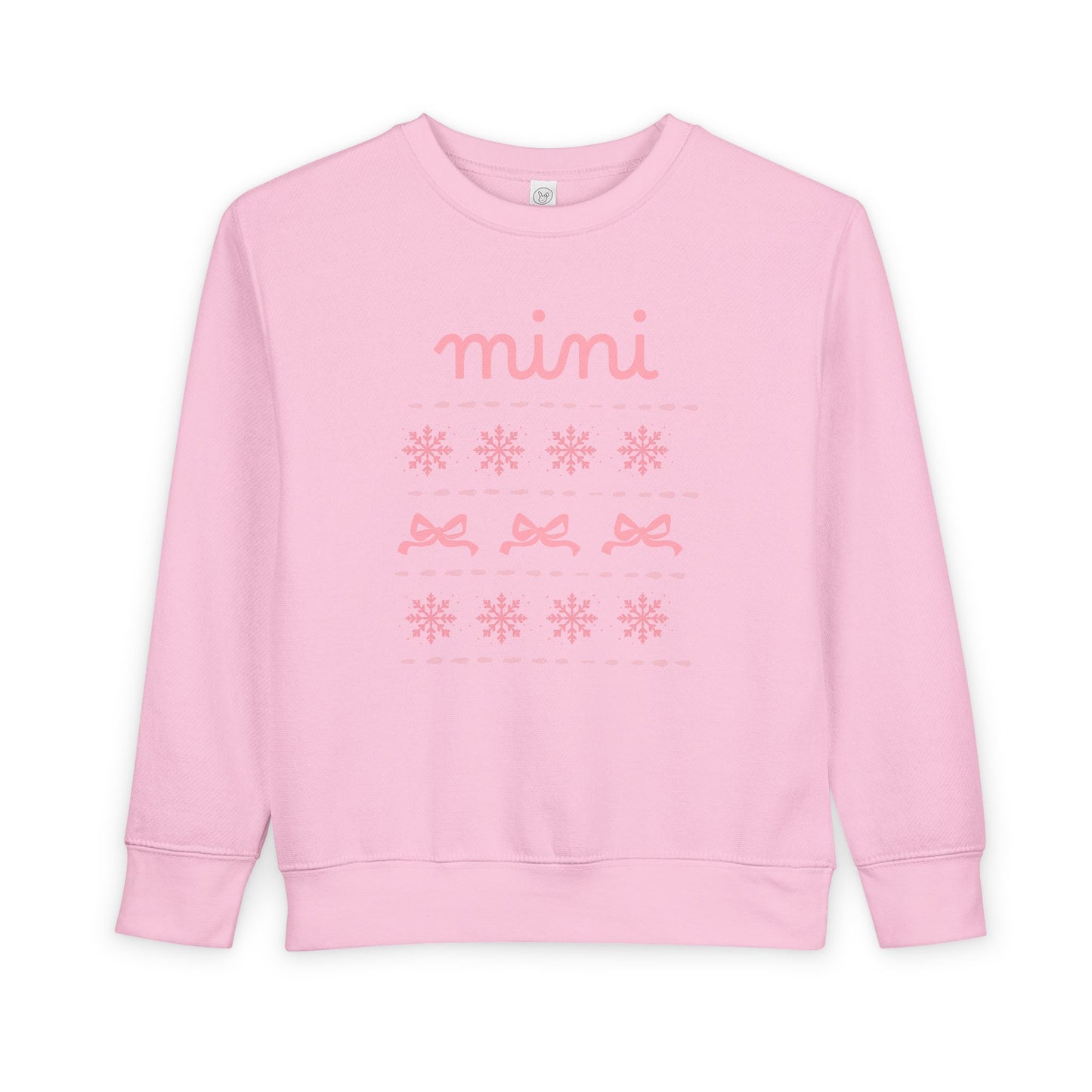 Mini Christmas Toddler Sweatshirt — Pink Bow & Snowflake Cozy Pullover