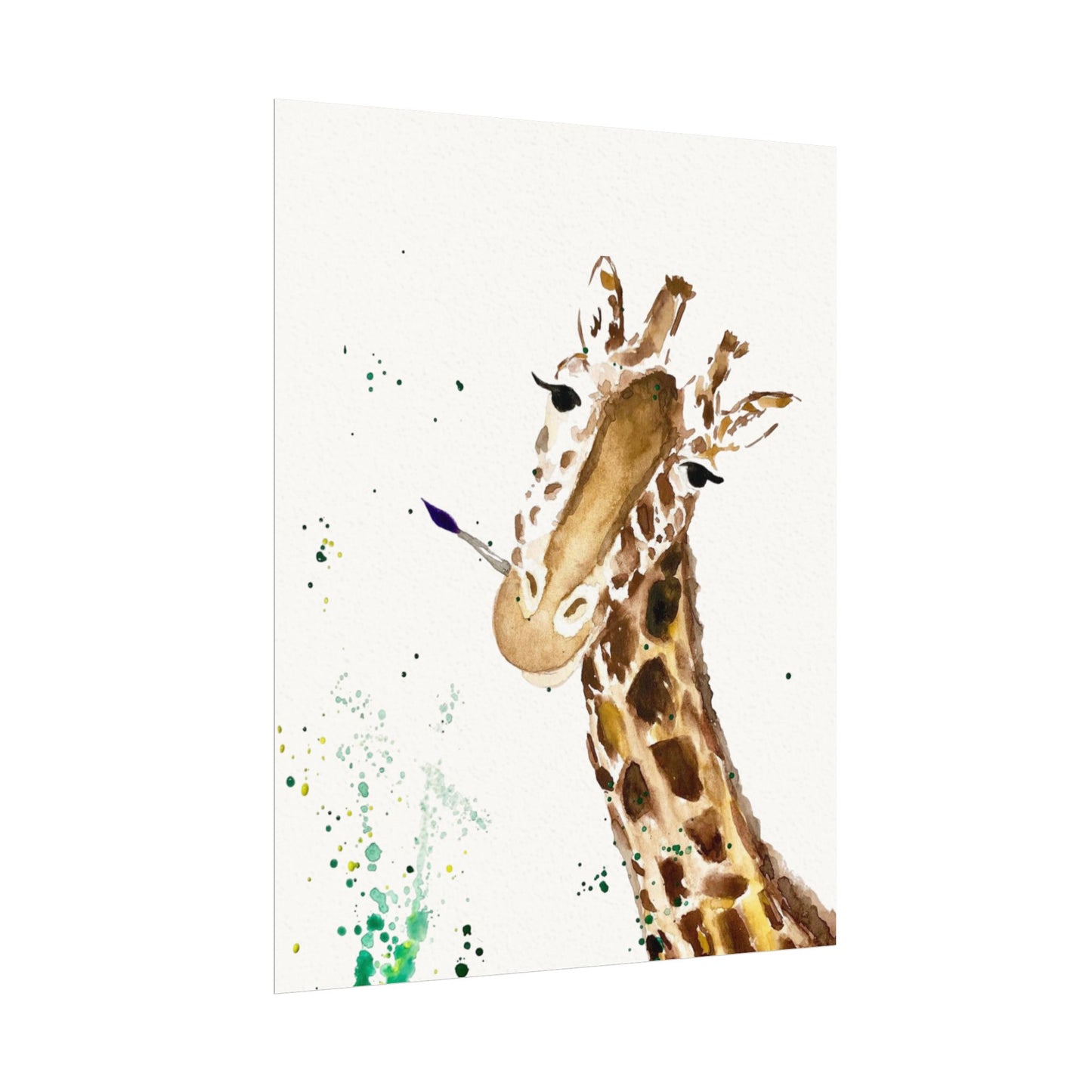 Giraffe Watercolor Poster — Textured Matte Nursery Art