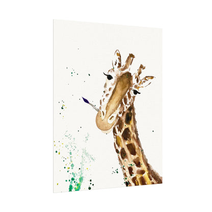 Giraffe Watercolor Poster — Textured Matte Nursery Art