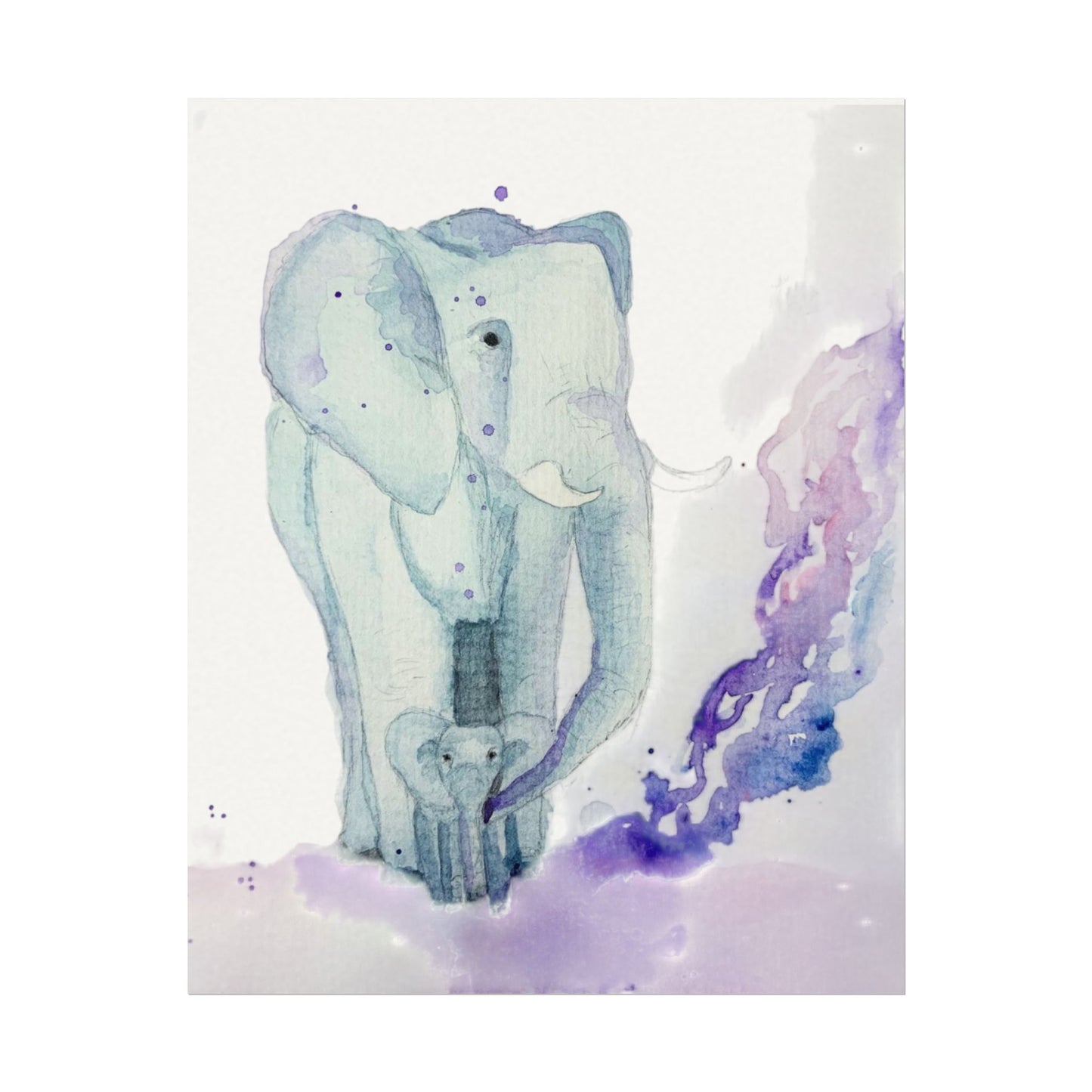 Watercolor Elephant Poster – Textured Matte Nursery Wall Art