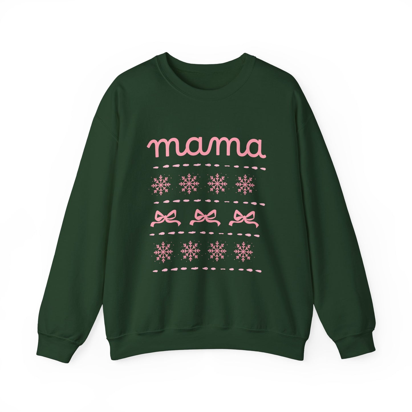 Mama Christmas Crewneck Sweatshirt — Pink Holiday Mama Graphic