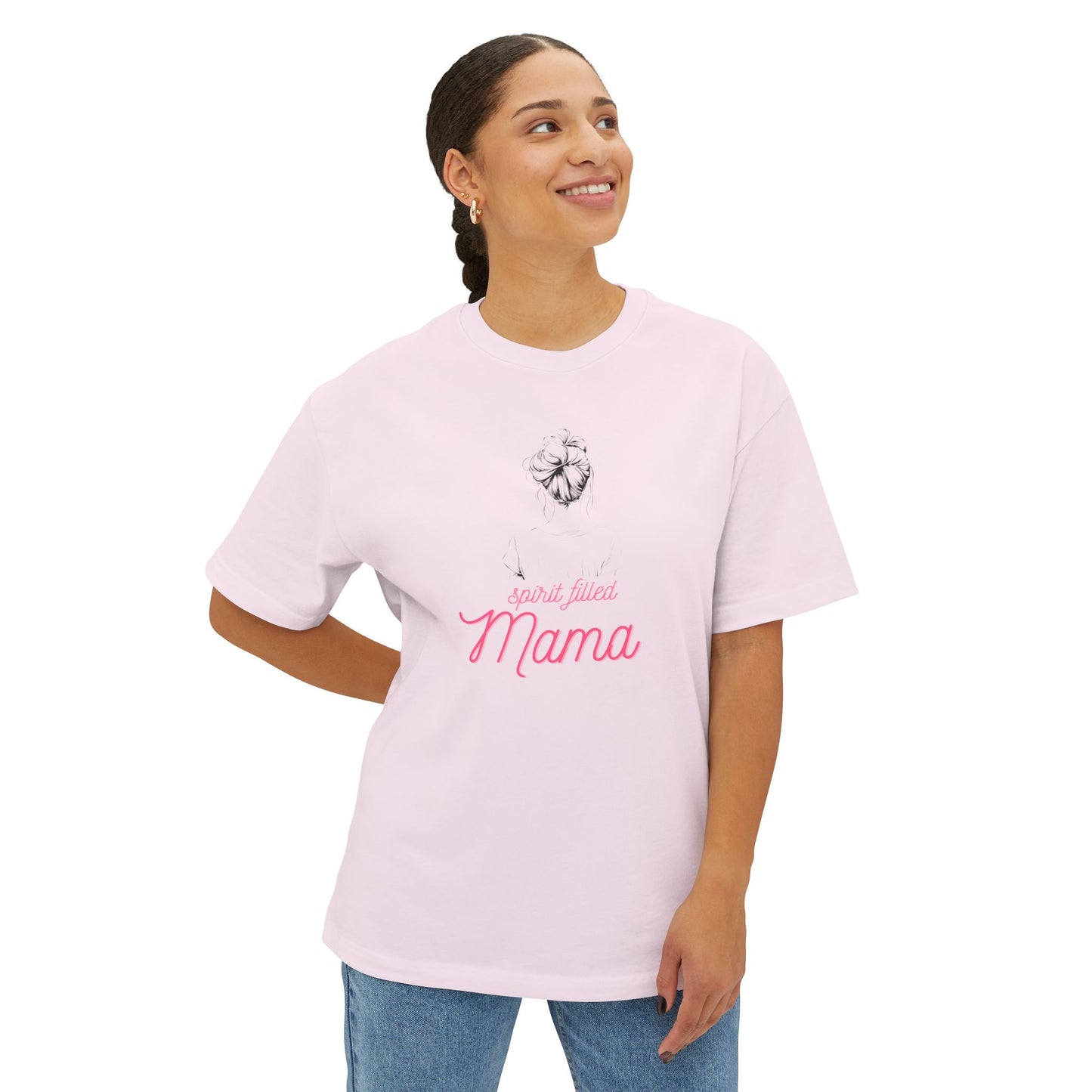 Spirit Filled Mama Tee — Oversized Boxy Women's Christian Shirt