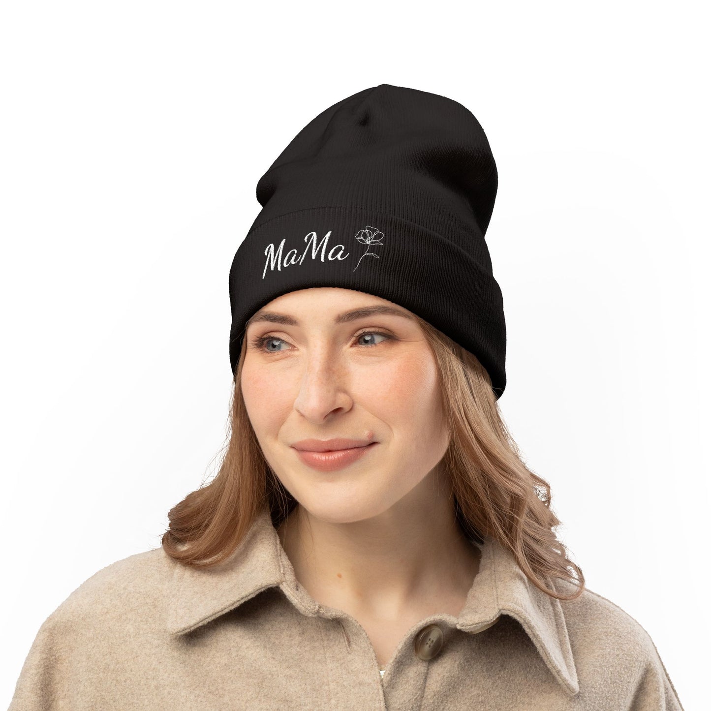 Mama Embroidered Knit Beanie