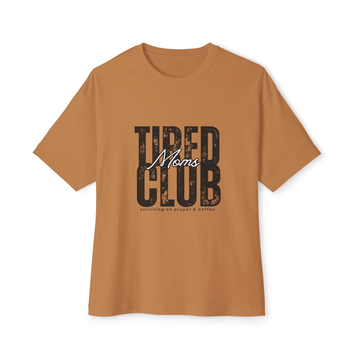 Tired Moms Club Graphic Tee — Vintage Distressed Oversized Boxy Shirt